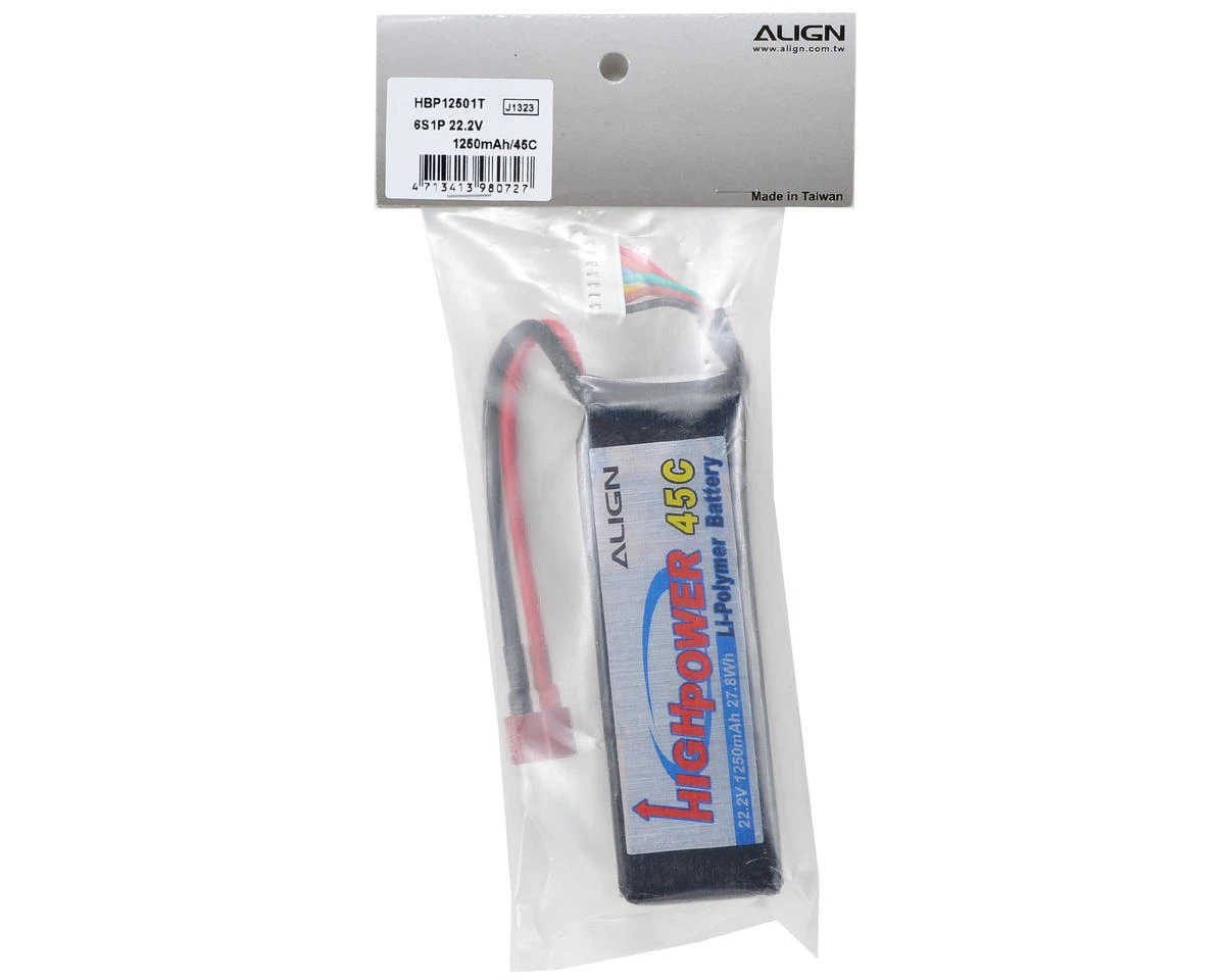 Align 6S High Power LiPo 45C Battery Pack (22.2V/1250mAh) w/T-Style Connector 4 Align 6S High Power LiPo 45C Battery Pack (22.2V/1250mAh) w/T-Style Connector - Image 2